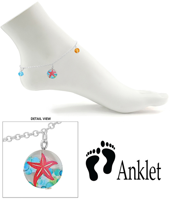 SEALIFE THEME ACETATE PENDANT ANKLET - STARFISH