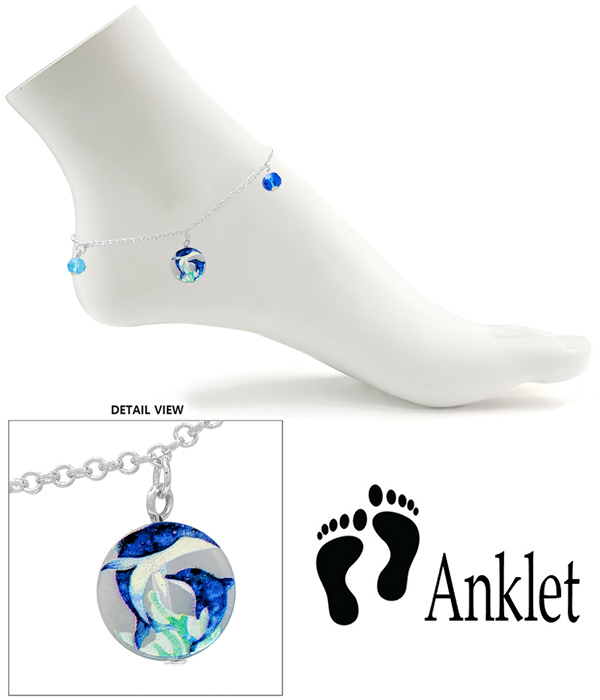 SEALIFE THEME ACETATE PENDANT ANKLET - DOLPHIN