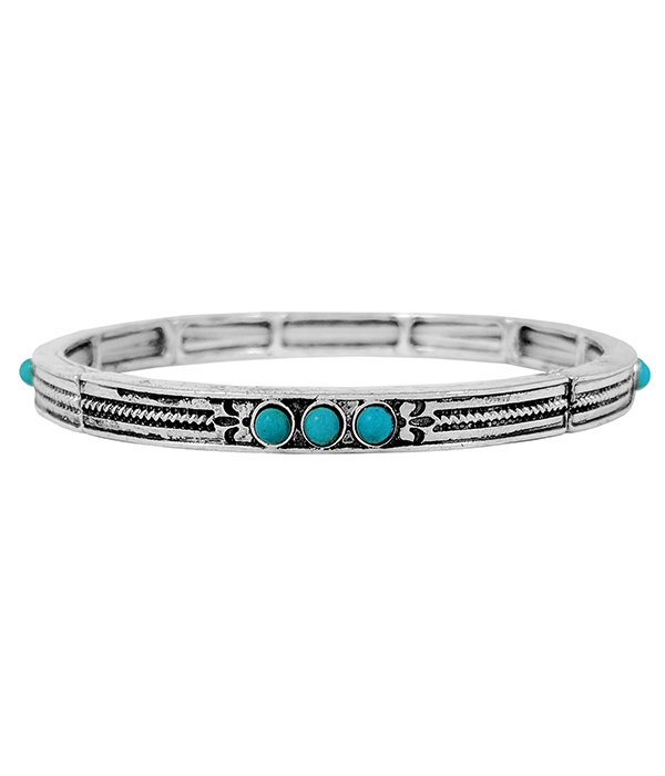 Western theme turquoise stackable stretch bracelet