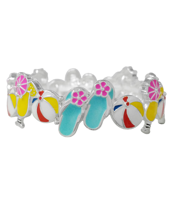 BEACH THEME EPOXY STRETCH BRACELET - FLIPFLOP COCKTAIL