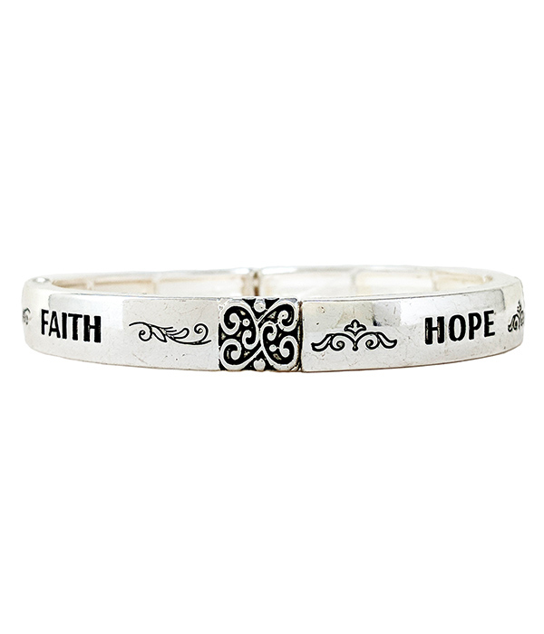 RELIGIOUS INSPIRATION STRETCH BRACELET - FAITH HOPE LOVE