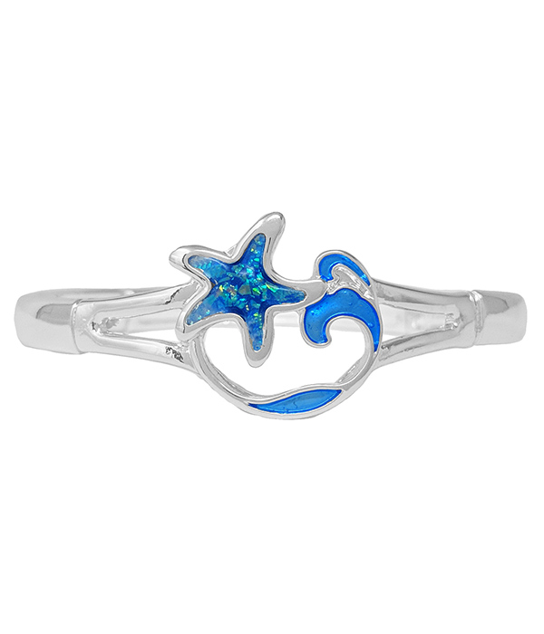 Sealife theme opal bangle bracelet - starfish wave