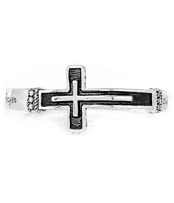 Religious inspiration cross stretch bracelet - lord's prayer