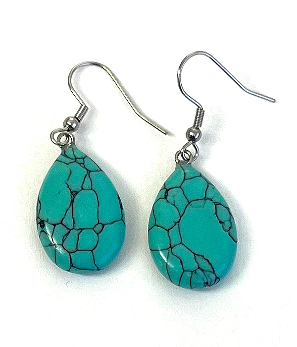 Semi precious stone teardrop earring - turquoise