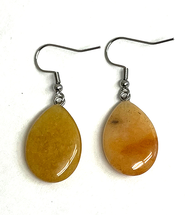 Semi precious stone teardrop earring - camelian