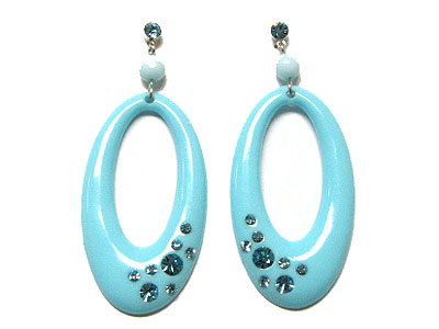 Oval rasin with paved crystal drop earring