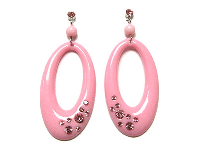 Oval rasin with paved crystal drop earring