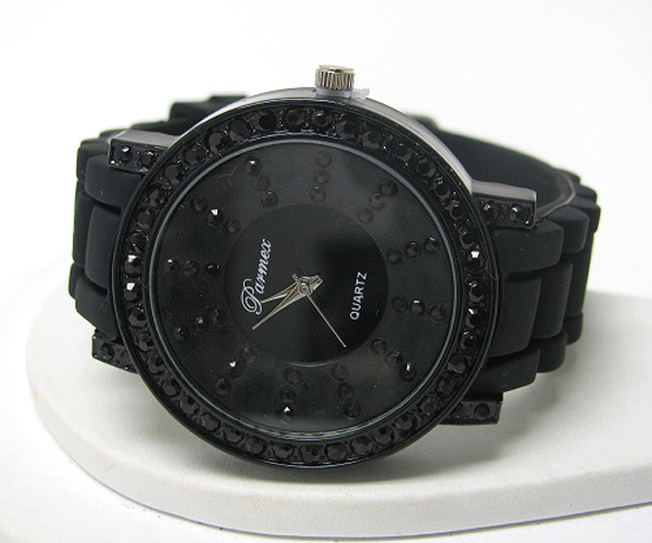 Crystal face and rubber band watch