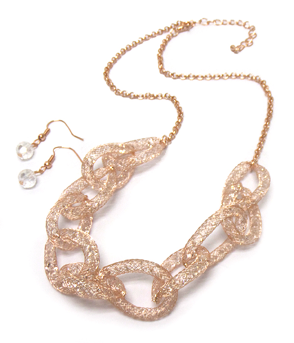 Crystal mesh chain necklace set