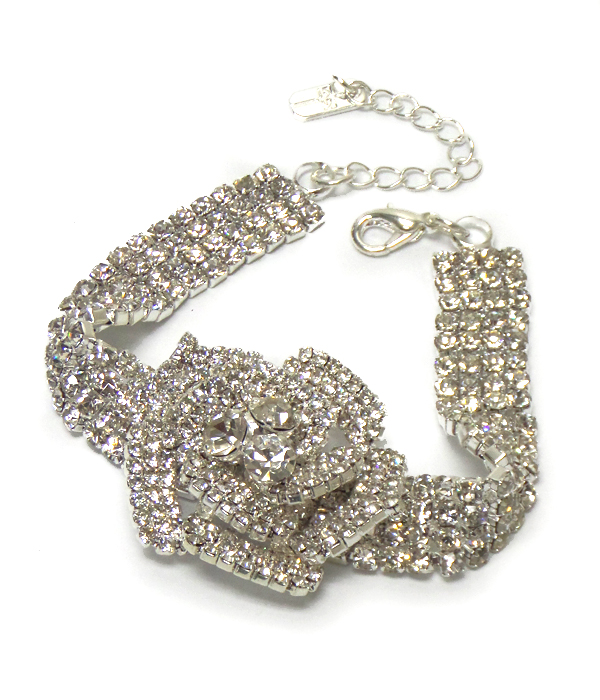 Single flower rhinestone bracelet