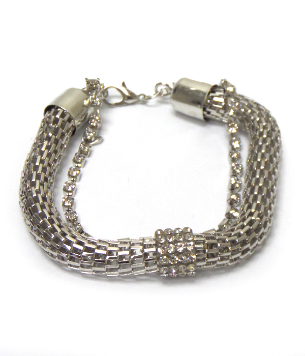 Snake chain and stone set of two bracelets