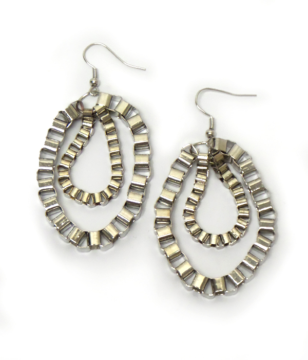 Tube chain double layer fish hook earrings 