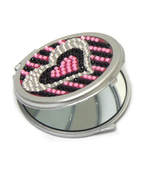 Rhinestone striped heart mirror