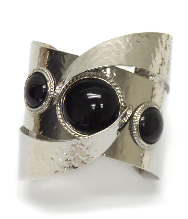 Architectural style hammered metal twist cuff bangle bracelet