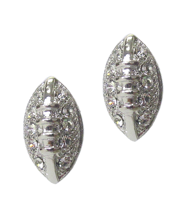 WHITEGOLD PLATING CRYSTAL FOOTBALL EARRING