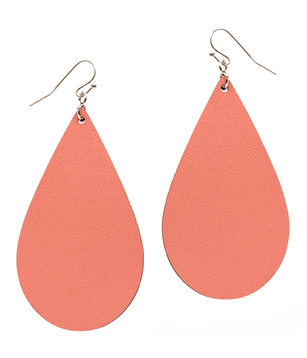 Leather textured teardrop earring