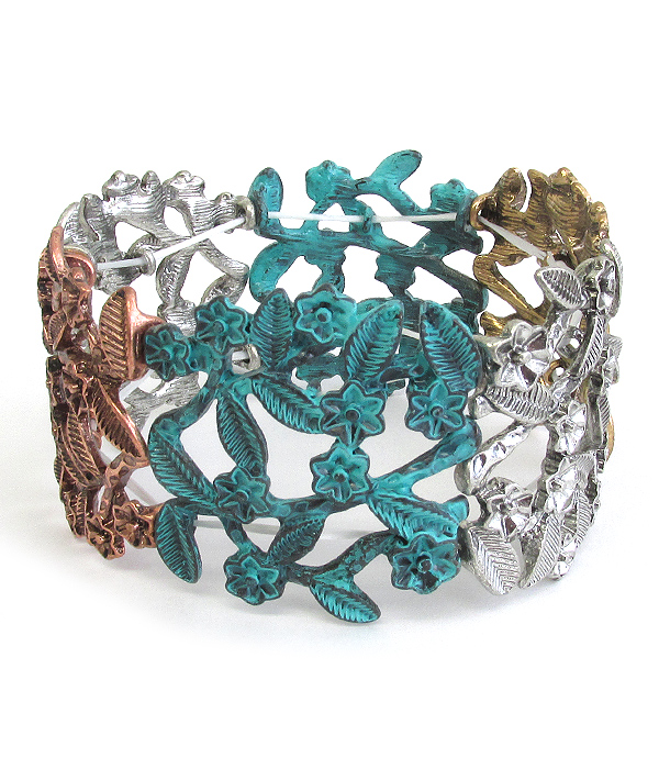 VINTAGE METAL FLOWER STRETCH BRACELET