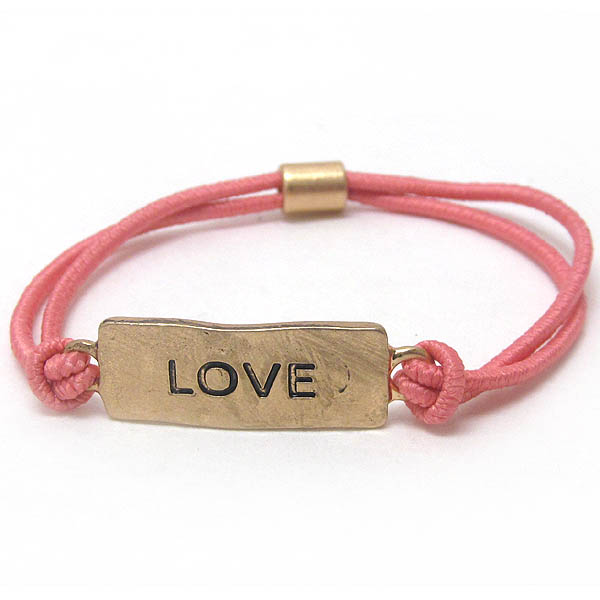 Love plate stretch bracelet or ponytail band