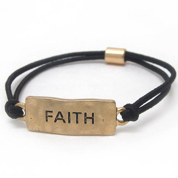 Faith plate stretch bracelet or ponytail band