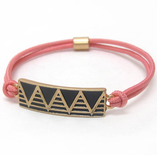 Chevron pattern plate stretch bracelet or ponytail band