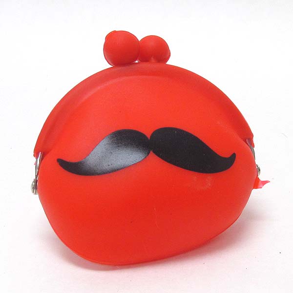 Mustache print silicon jelly coin purse