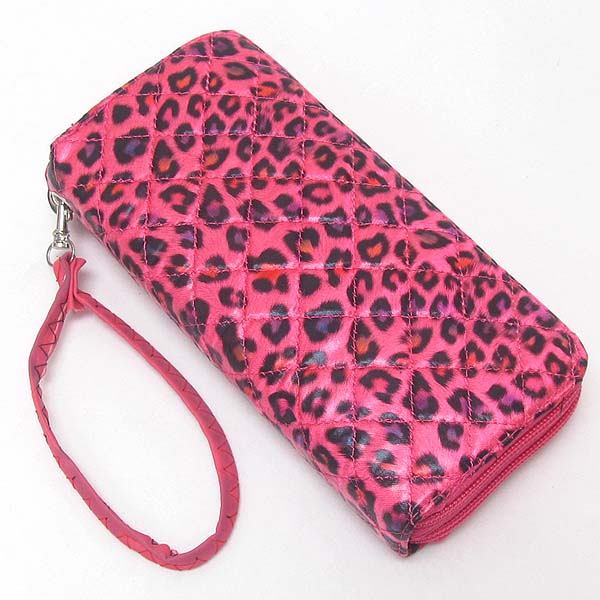 Leopard print zipper wallet