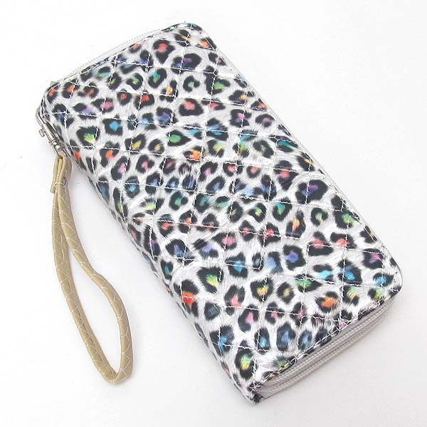 Leopard print zipper wallet