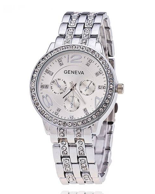 Crystal stud luxury inspired metal case watch - unisex