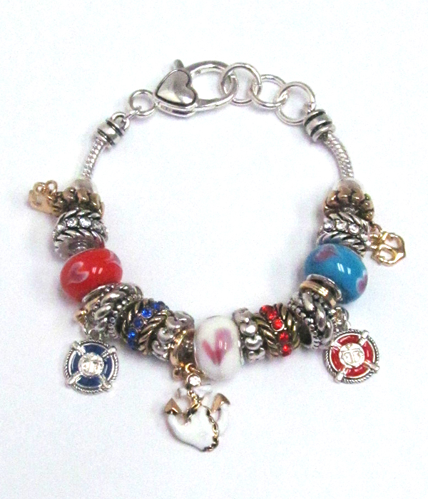 EURO STYLE  MULTI CRYSTAL RING NAUTICAL THEME BRACELET