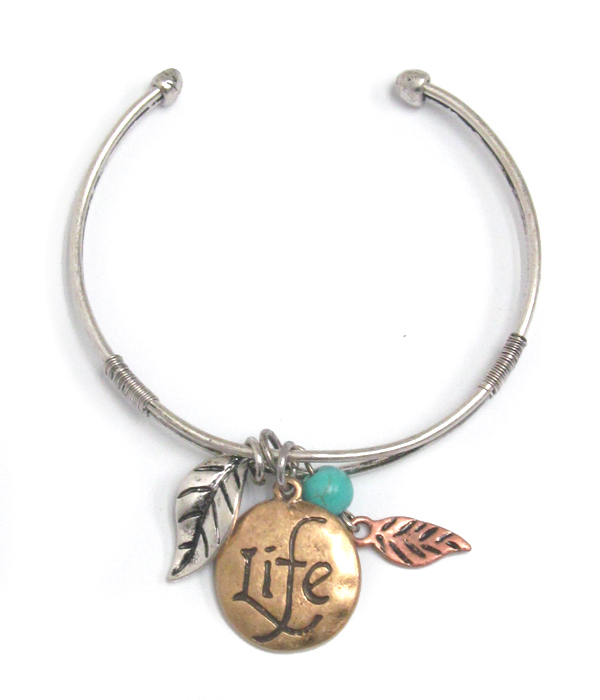 Life charm cuff bracelet