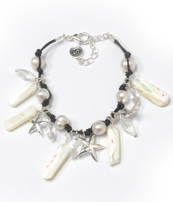 Starfish and pearl bracelet
