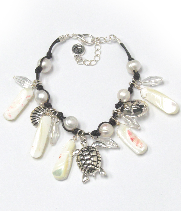 Turtle and pearl bracelet