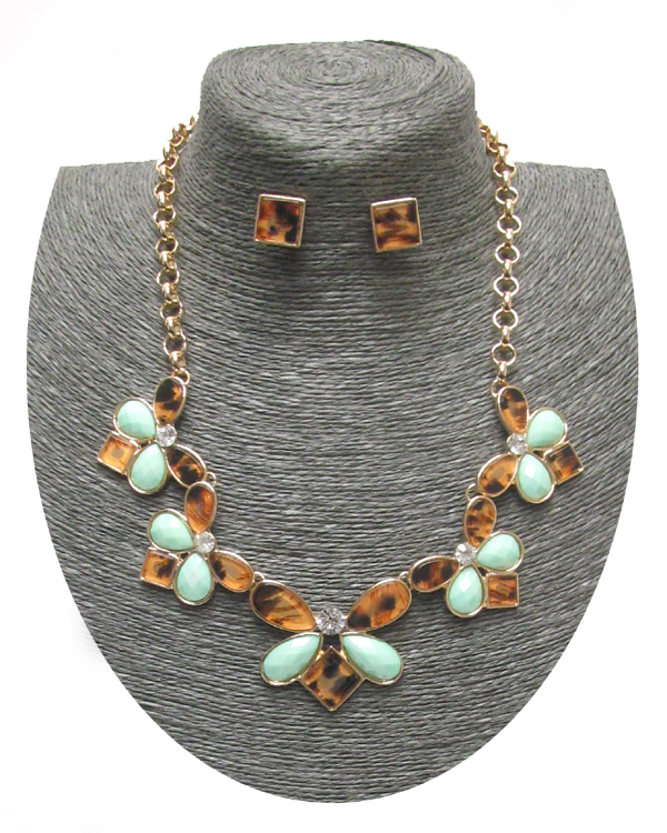 Spring statement animal print butterfly link necklace set