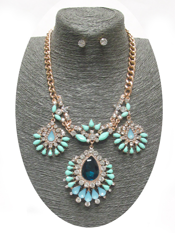 Spring statement crystal teardrop necklace set