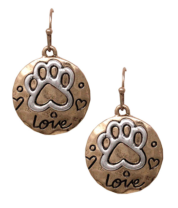 Pet lovers disc earring - paw print