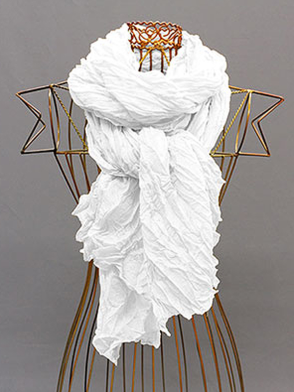 100% polyester solid crinkle scarf