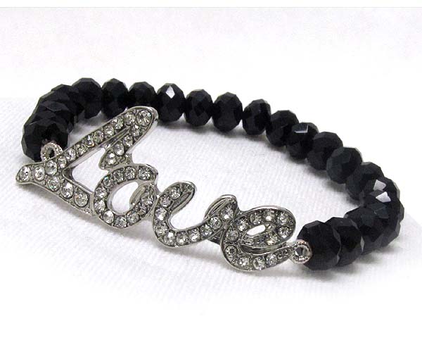 Crystal love theme with multi crystal glass stretch bracelet