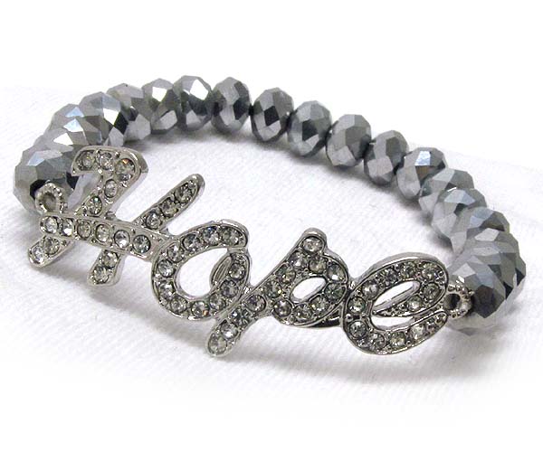Crystal hope theme with multi crystal glass stretch bracelet
