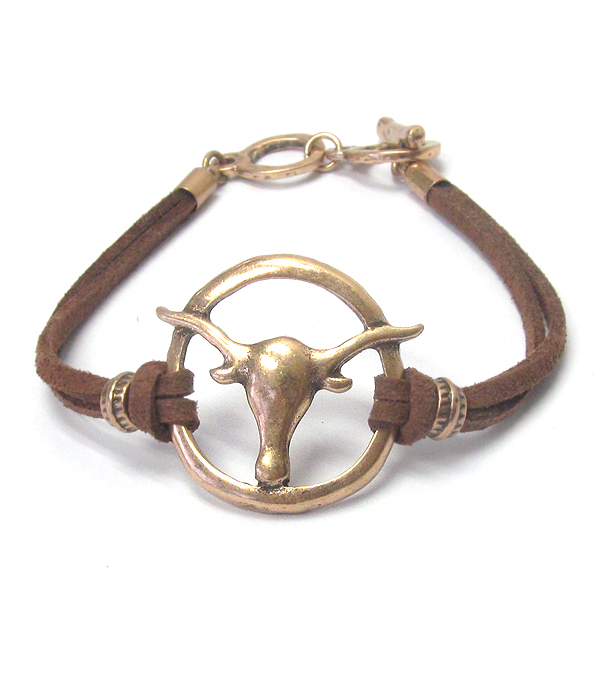 Long horn suede toggle bracelet
