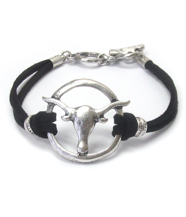 Long horn suede toggle bracelet