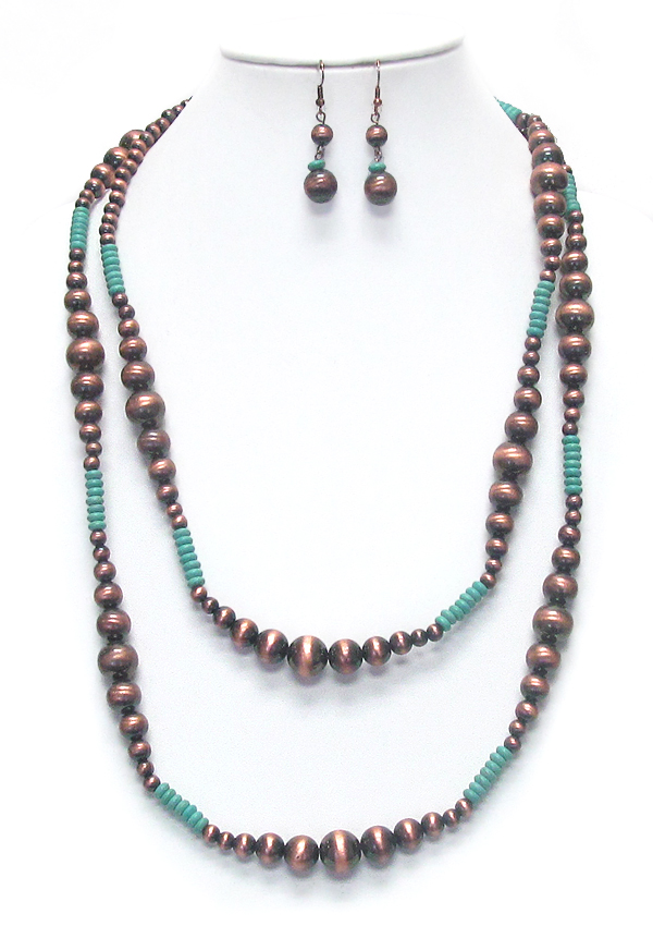 Navajo pearl long necklace -western