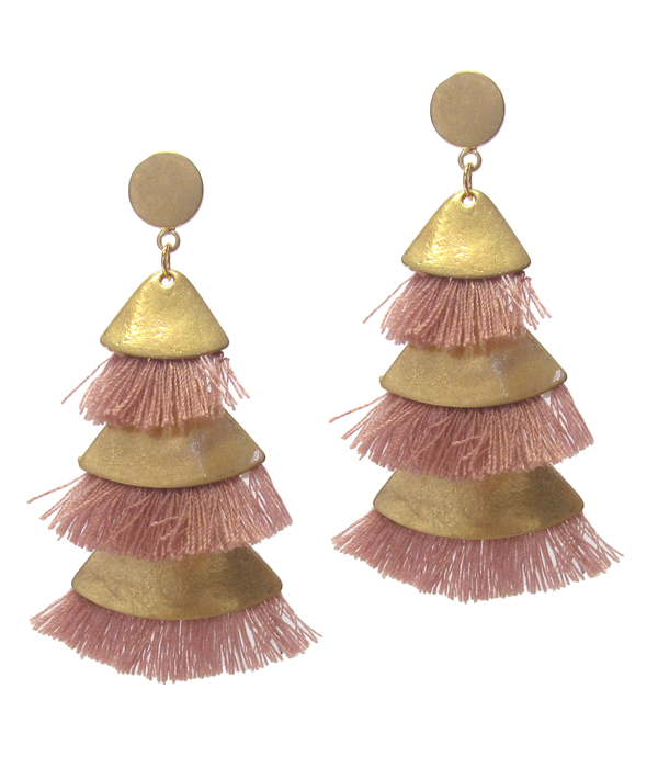 TRIPLE THREAD TASSEL DROP EARRING