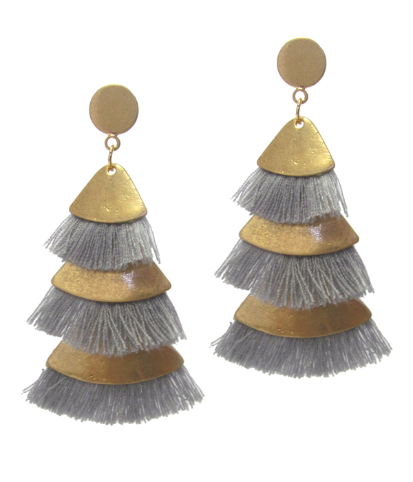 TRIPLE THREAD TASSEL DROP EARRING