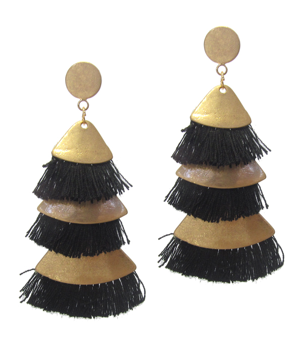 TRIPLE THREAD TASSEL DROP EARRING