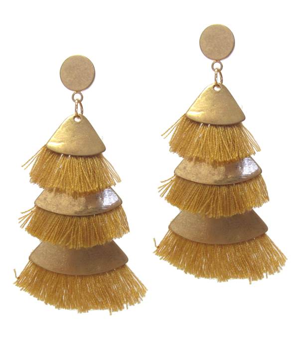 Triple thread tassel drop earring