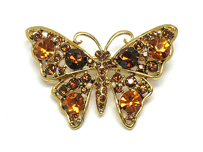 Crystal butterfly brooch
