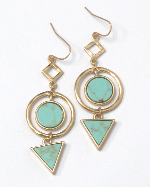 Turquoise geometric pattern drop earring