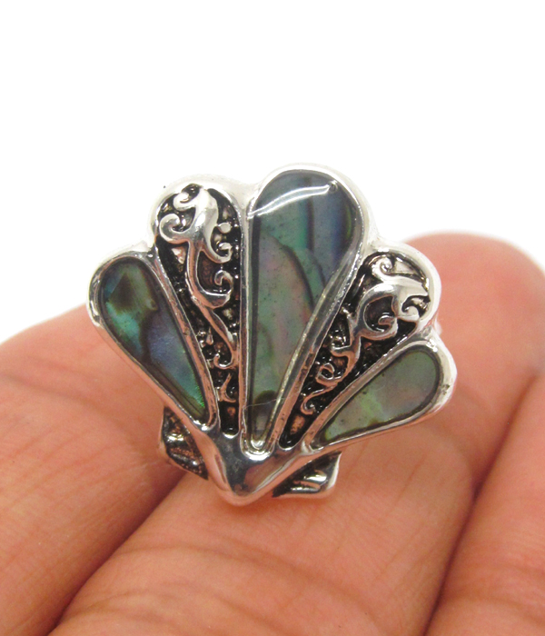 SHELL ABALONE ADJUSTABLE RING