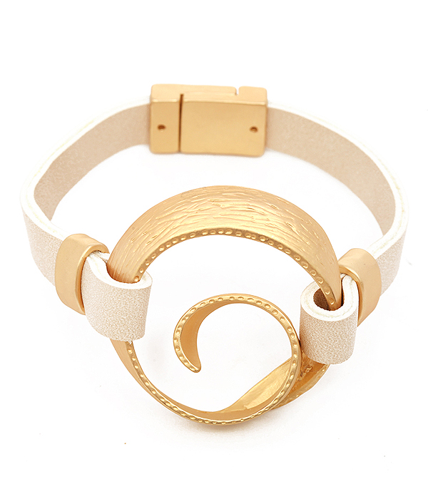 SWIRL METAL LEATHER MAGNETIC BRACELET