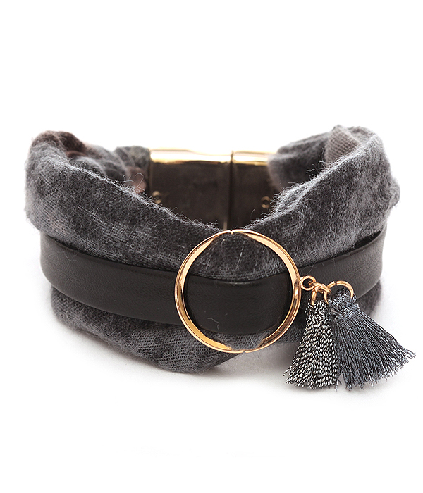FABRIC AND LEATHER MAGNETIC BRACELET